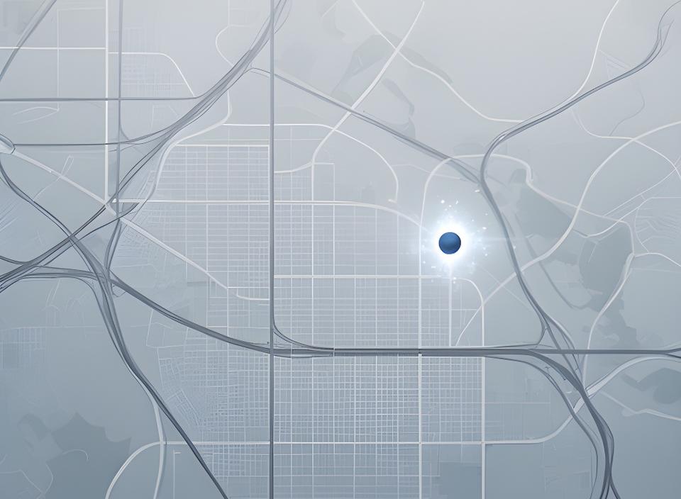 Stylized Palo Alto street map with the office location marked by a pulsing point